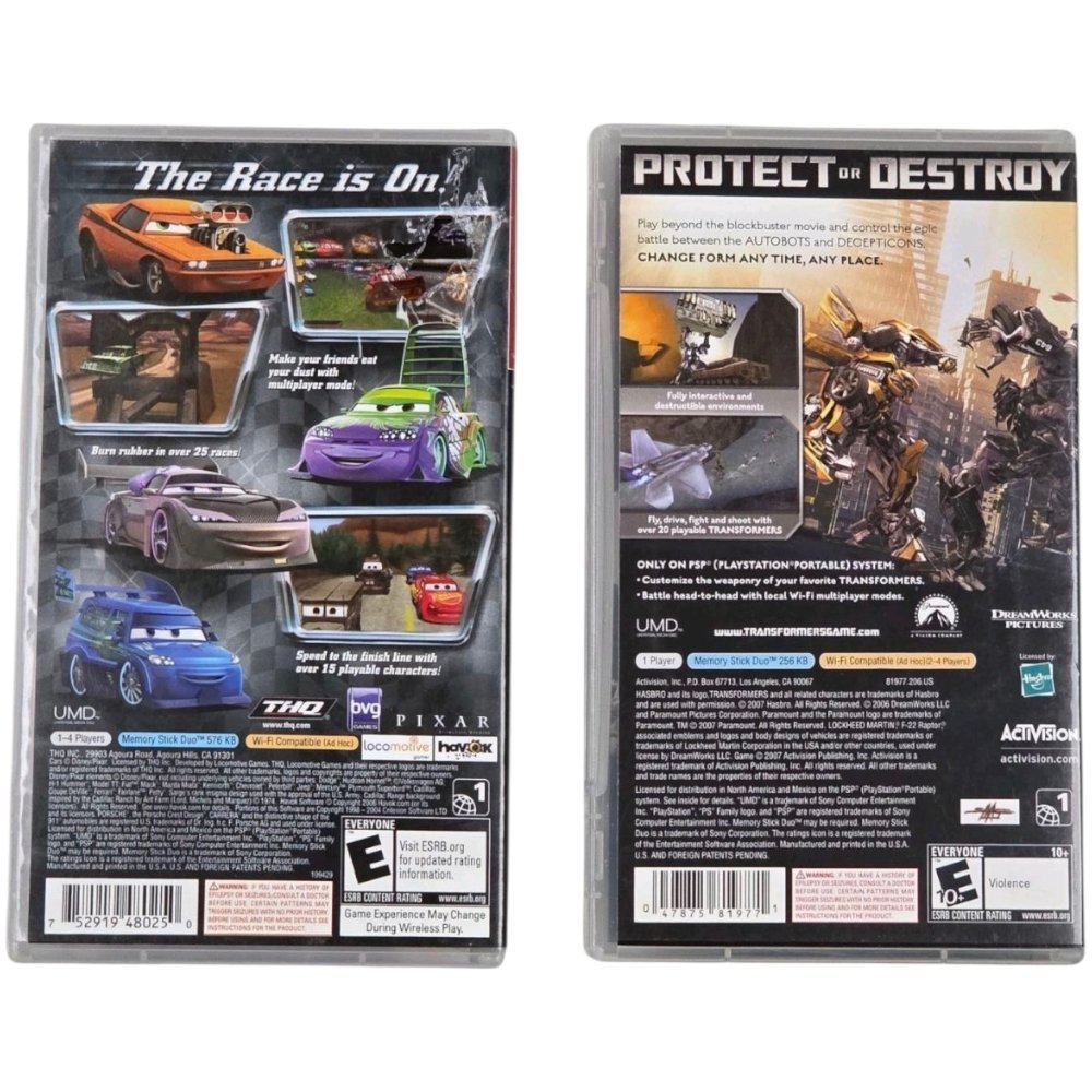2007 – Sony PSP: Transformers The Game and Disney Pixar Cars Bundle - Video Games - ThrowbackBuys - A N E 1 Stop Shop