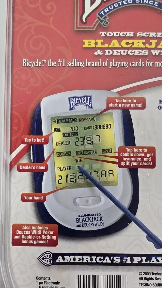 2009 - Bicycle Hand Held BlackJack Deuces Wild American Card Play Game Touch Screen NEW - Handheld Consoles - ThrowbackBuys - ResellerDoor