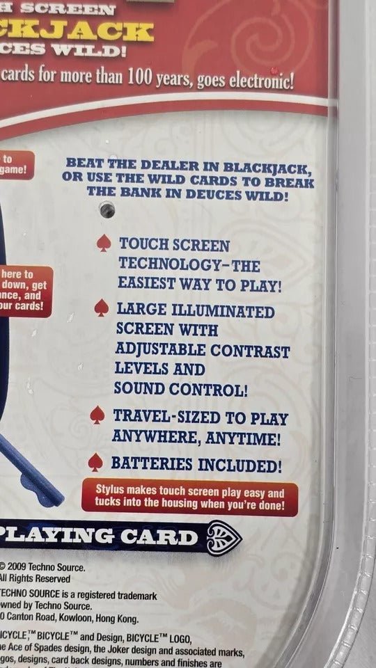 2009 - Bicycle Hand Held BlackJack Deuces Wild American Card Play Game Touch Screen NEW - Handheld Consoles - ThrowbackBuys - ResellerDoor