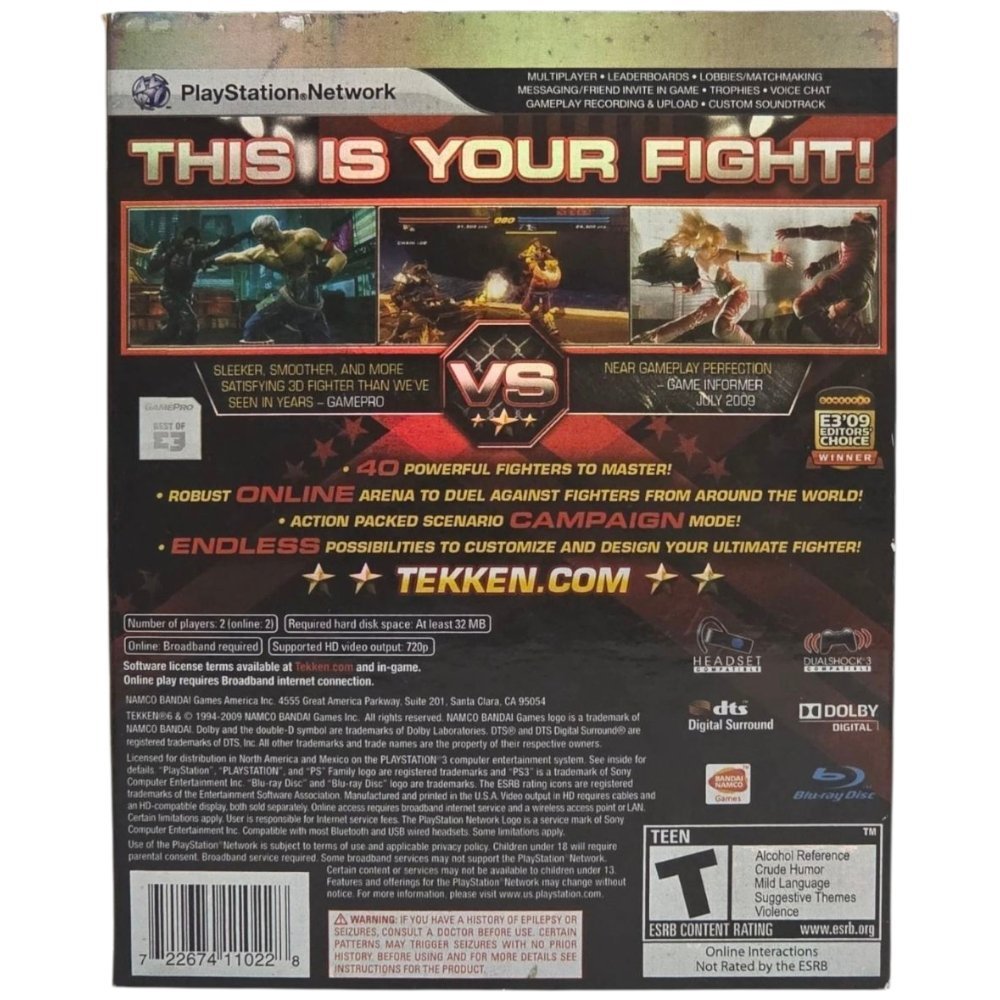 2009 - Sony Playstation 3 Tekken 6 PS3 Game - Video Games - ThrowbackBuys - A N E 1 Stop Shop