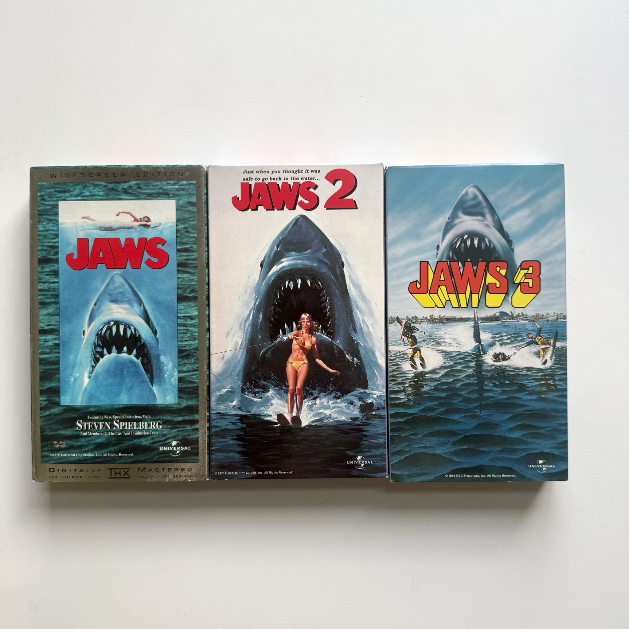 Jaws 1 2 and 3 VHS Tapes Movies