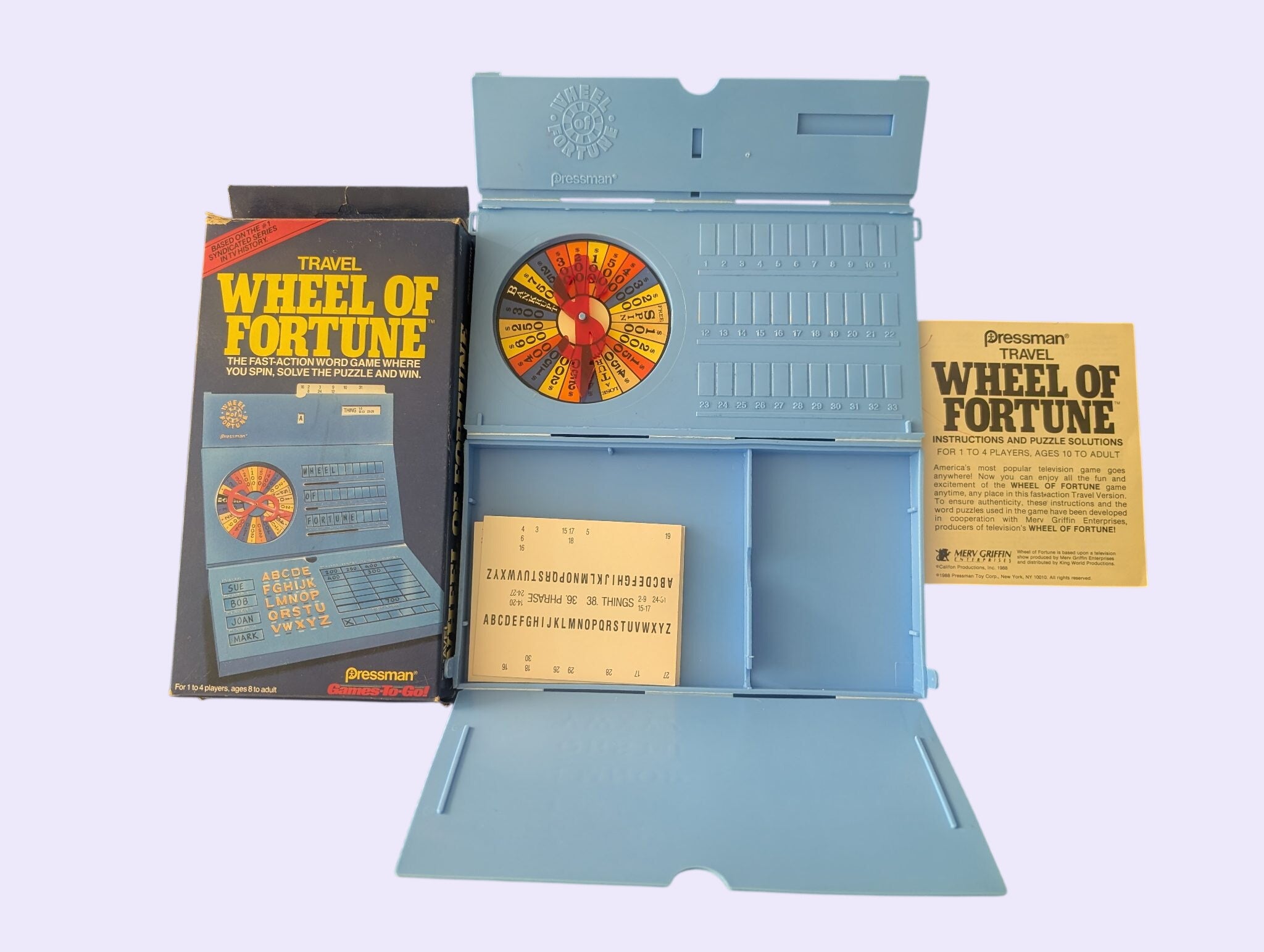 Vintage Travel Wheel of Fortune Game - no pen/sponge - (1998)