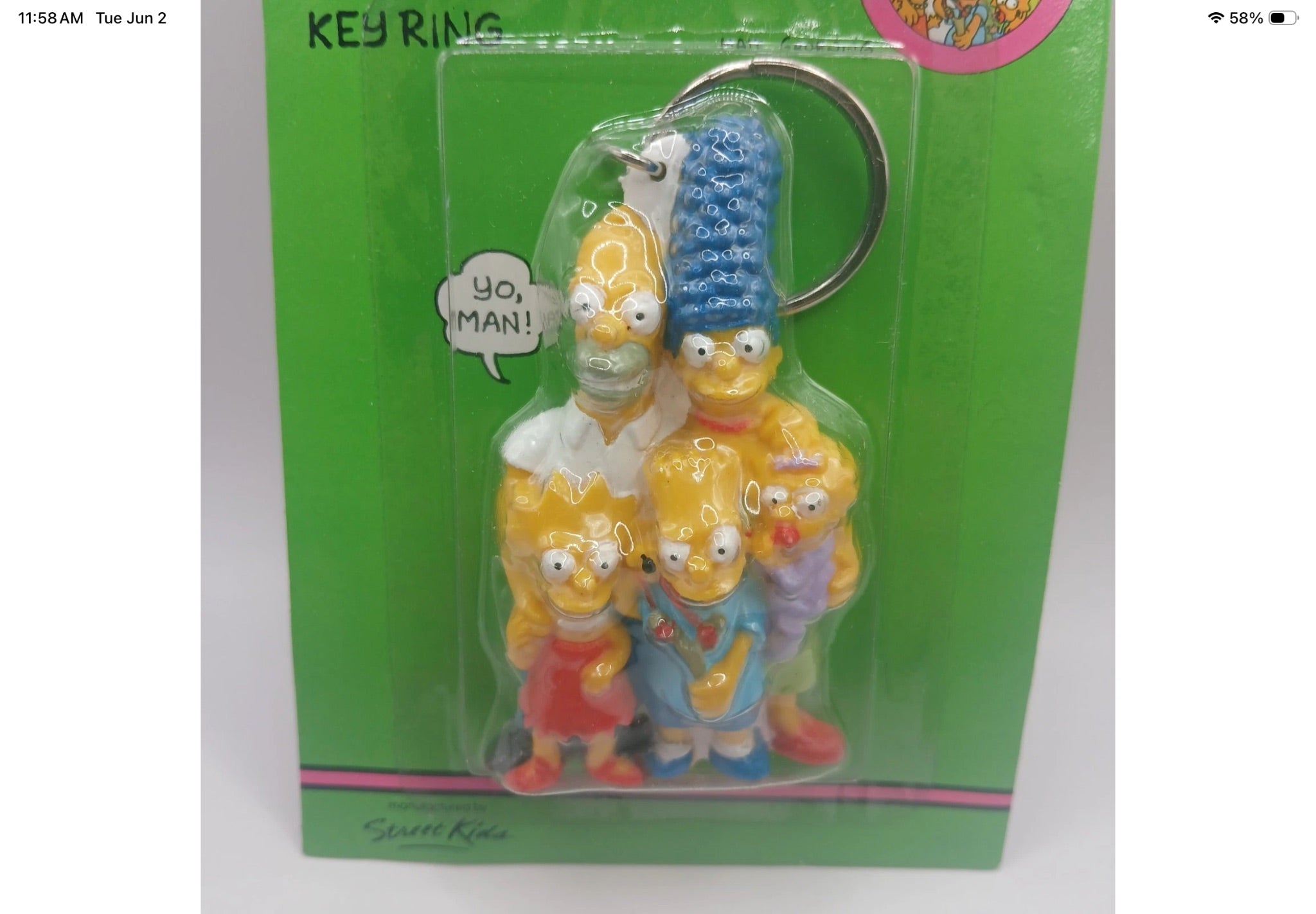Vintage 1990 The Simpsons Family Key Ring Key Chain - New - Unpunched Hole