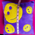 Vintage Y2K Purple Smiley Face Throw Pillow