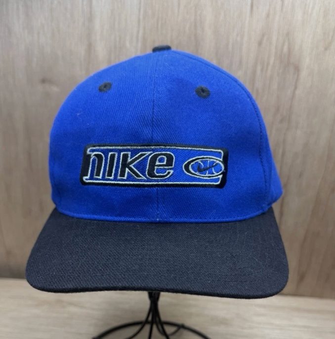 Vintage 90’s Nike Logo Hat Swoosh Basketball Blue Snapback OSFA Cap Adult