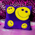 Vintage Y2K Purple Smiley Face Throw Pillow