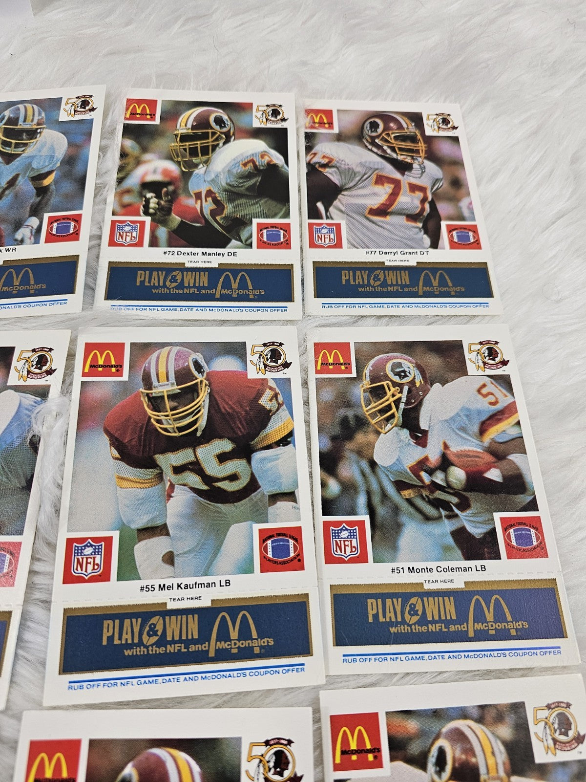 1986 Vtg McDonalds Cards NFL Washington Redskins (24) Blue Tab Unscratched MINT