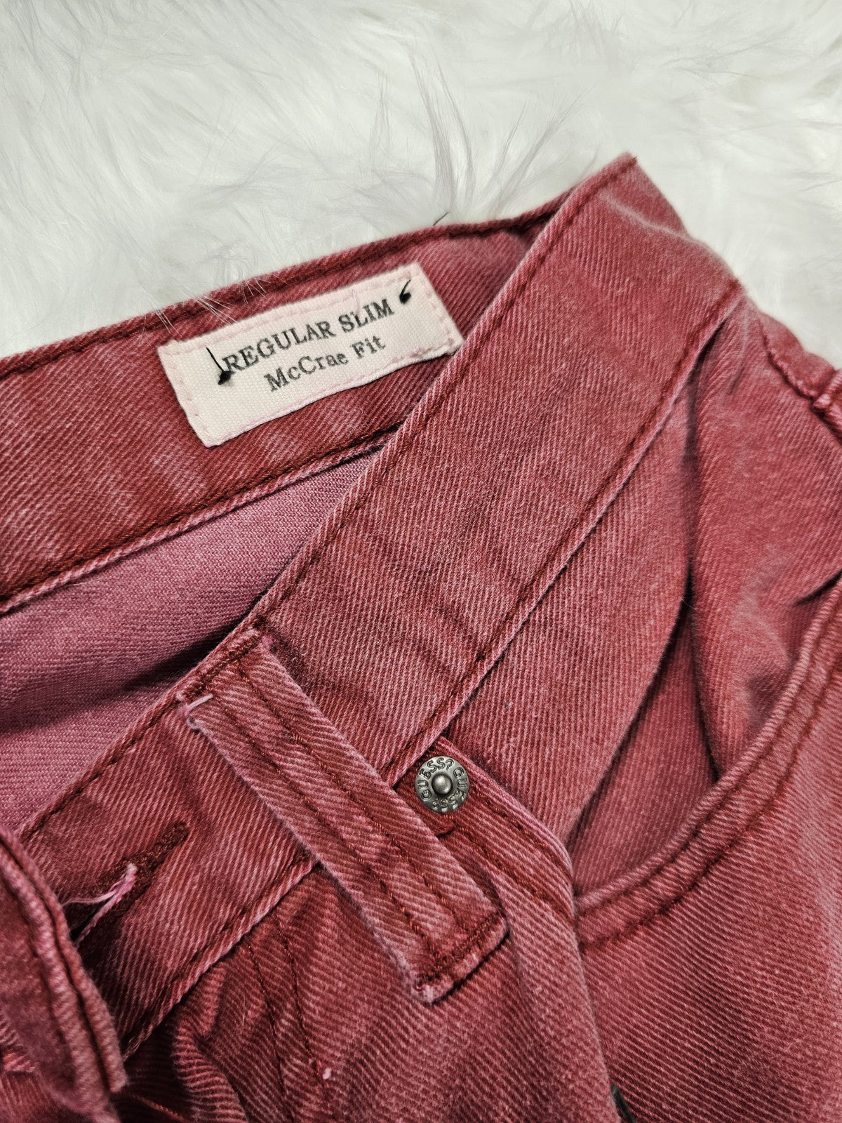 Y2K - Guess Washed Red Denim Jeans Baggy Taper Size 31 USA
