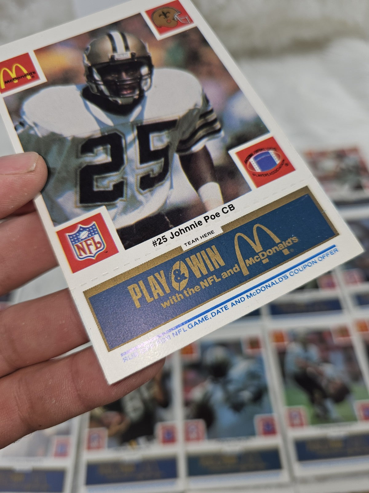 1986 - McDonald's Cards NFL New Orleans Saints (24) Blue Tab Unscratched MINT