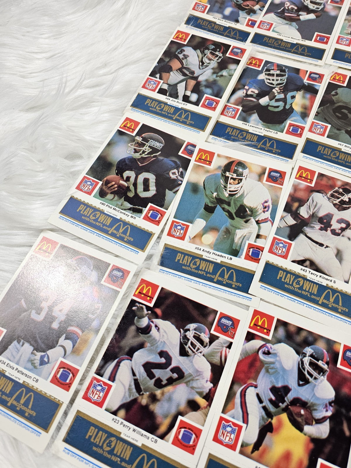 1986 - McDonald's Cards NFL New York Giants (24) Blue Tab Unscratched MINT
