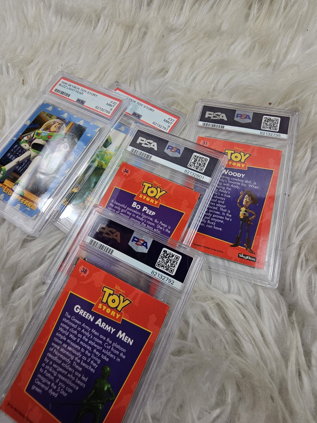 1995 - 6 Skybox Toy Story Trading Cards PSA - Mint 8-9 Buzz Lightyear- Woo