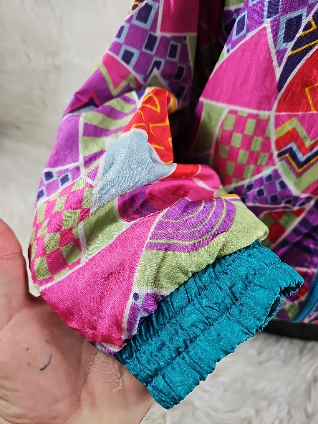 1990s - Reverseable Casual Isle Funky Colorful Windbreaker Jacket, Large
