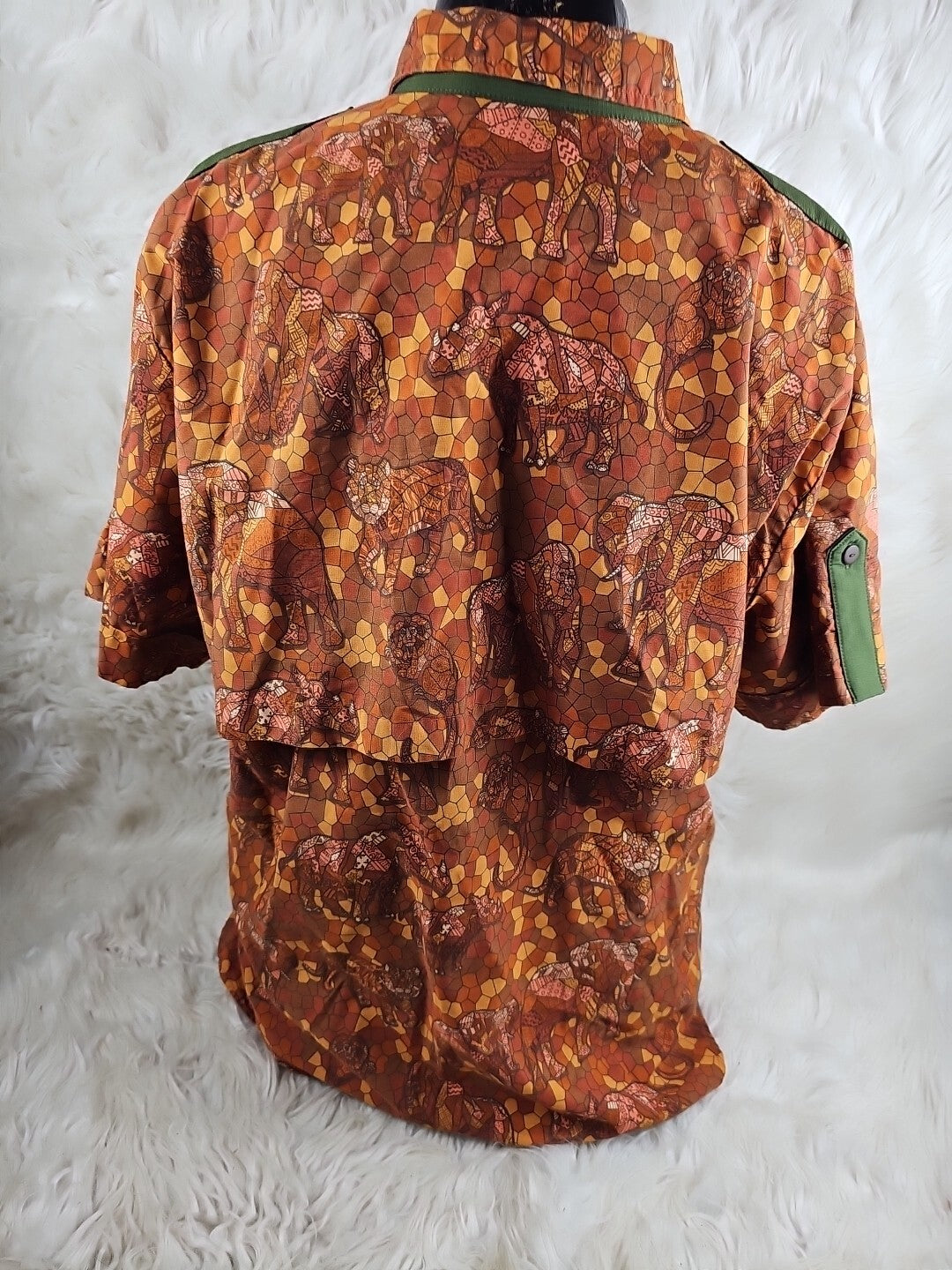 Rare Disney Cast Member Animal Kingdom All Over Safari Print Uniform Shirt XL