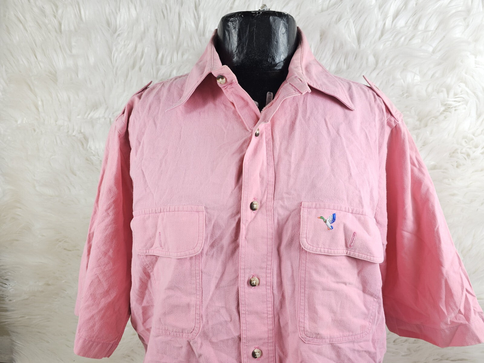 1990s - Flying Scottsman Polo Shirt Mens Size Large Pink  USA Made Duck Mallard