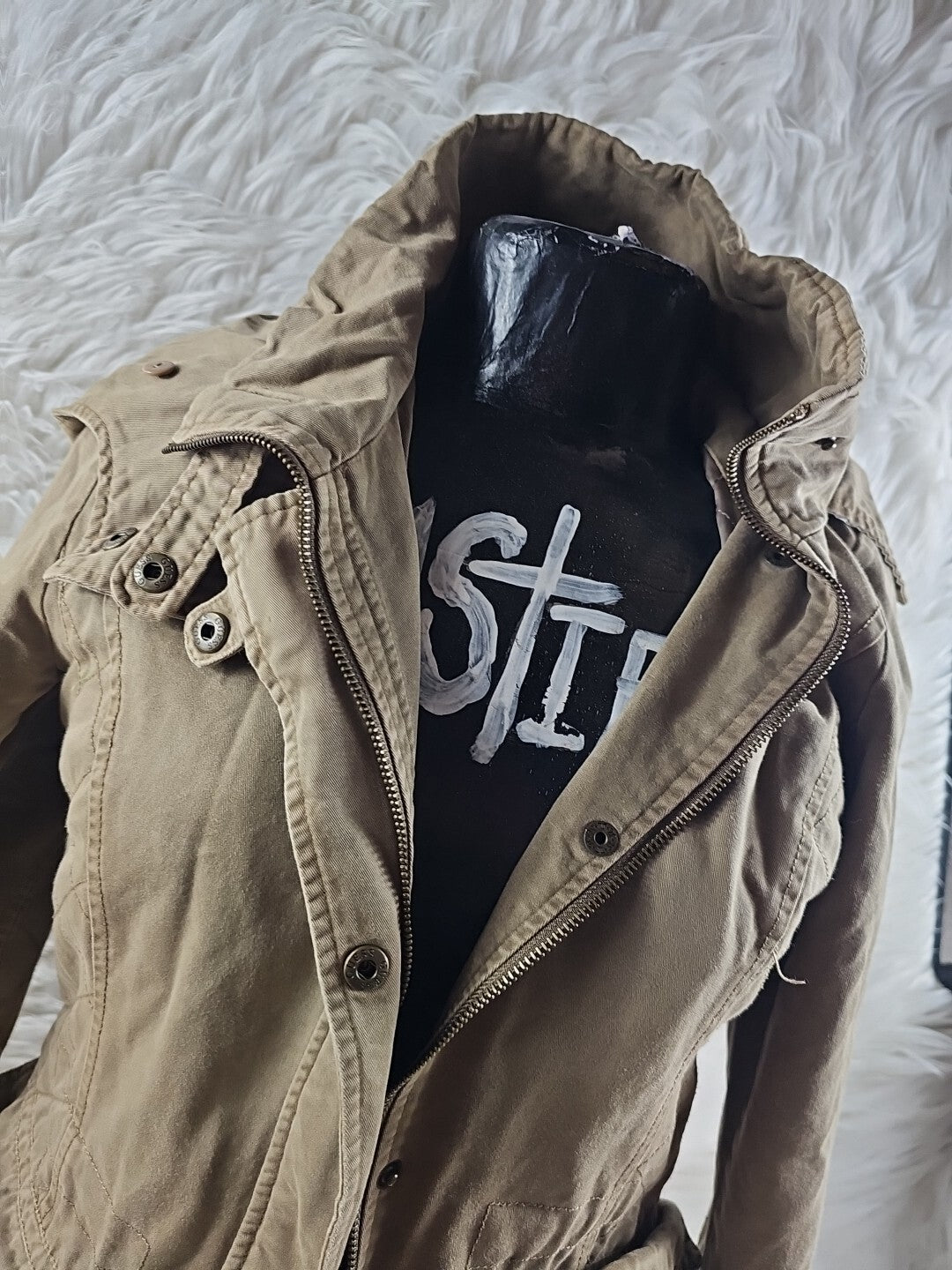 Vintage Y2K Brown Rain Coat Guess Jacket - Down Coat - Size Small