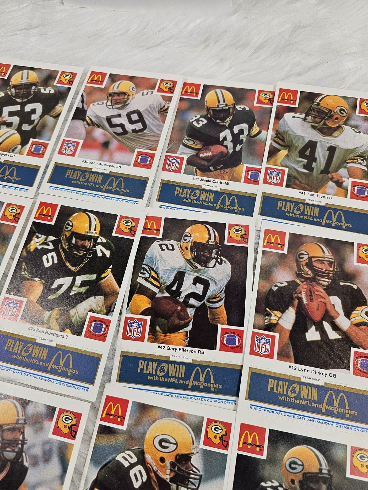 1986 - McDonald's Cards NFL Green Bay Packers Set (24) Blue Tab Unscratched MINT