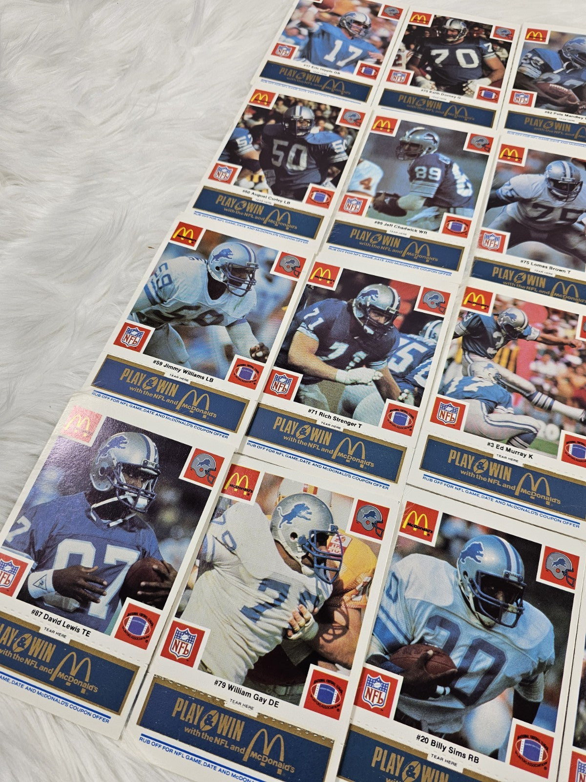 1986 - McDonald's Cards Cards NFL Detroit Lions Set (24) Blue Tab Unscratched MINT