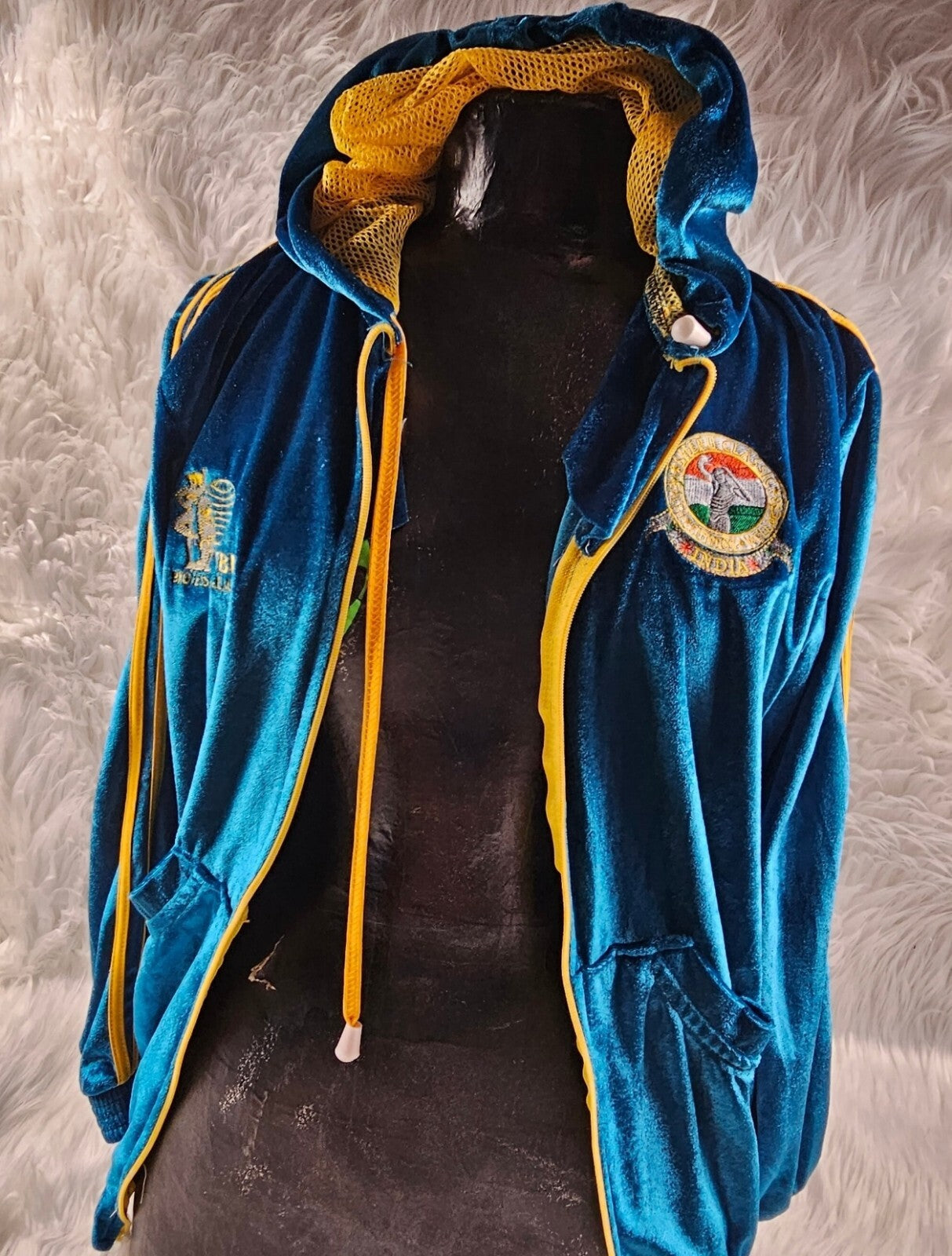 Vintage Rare IFBB Sheru Classics Jacket Mens India Small Track Fitness Blue