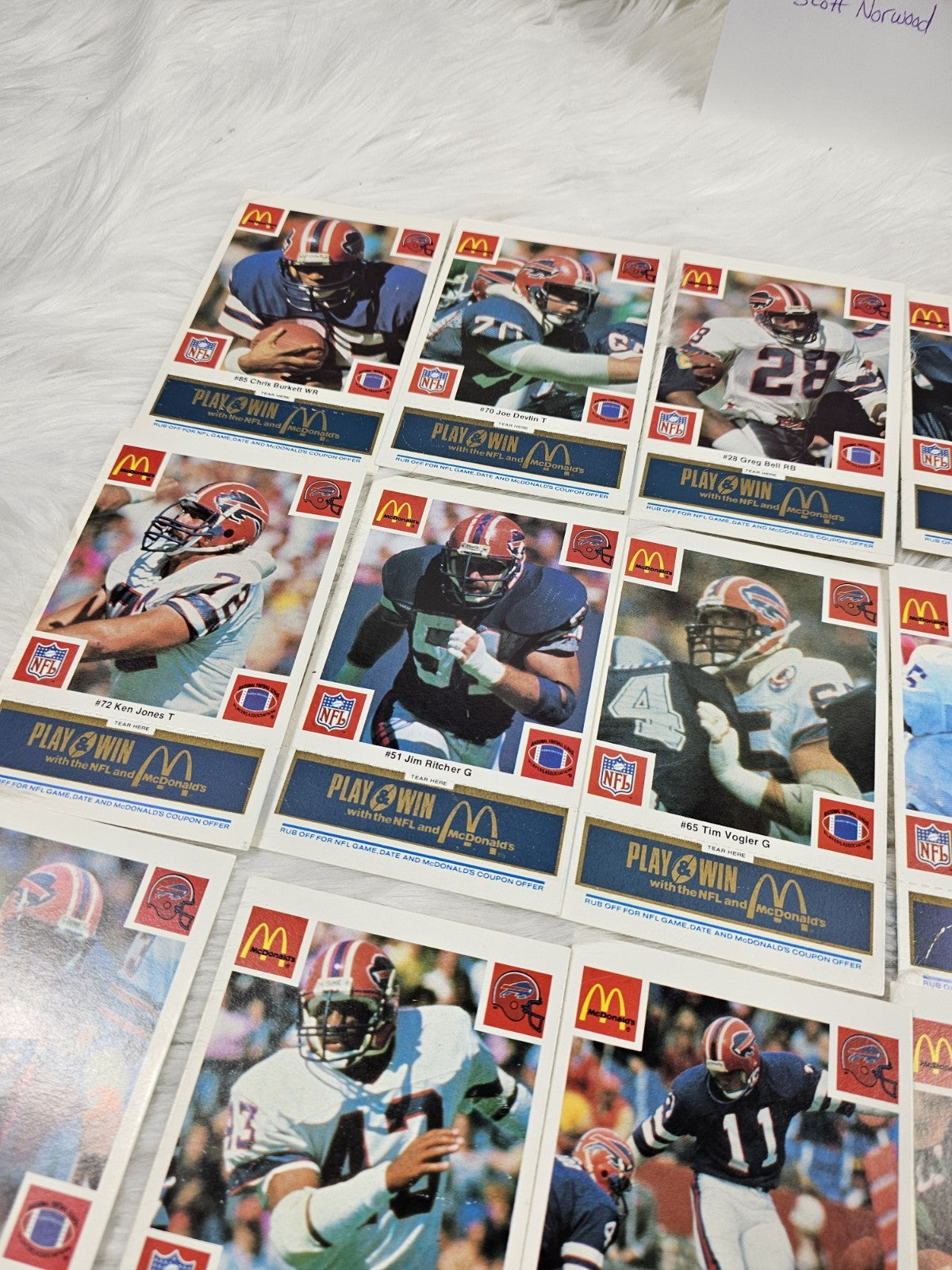 1986 - McDonald's Cards NFL Buffalo Bills (24) Blue Tab Unscratched MINT