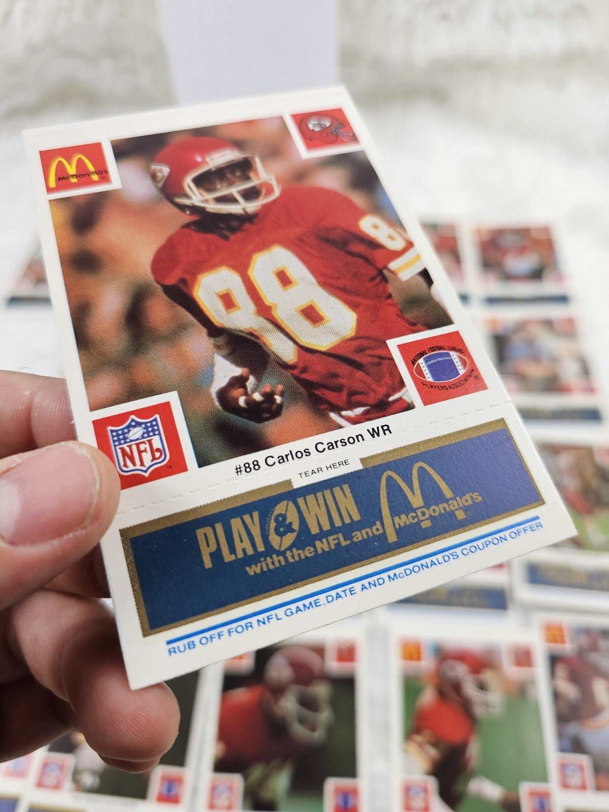 1986 - McDonald's Cards NFL Kansas City Chiefs (24) Blue Tab Unscratched MINT