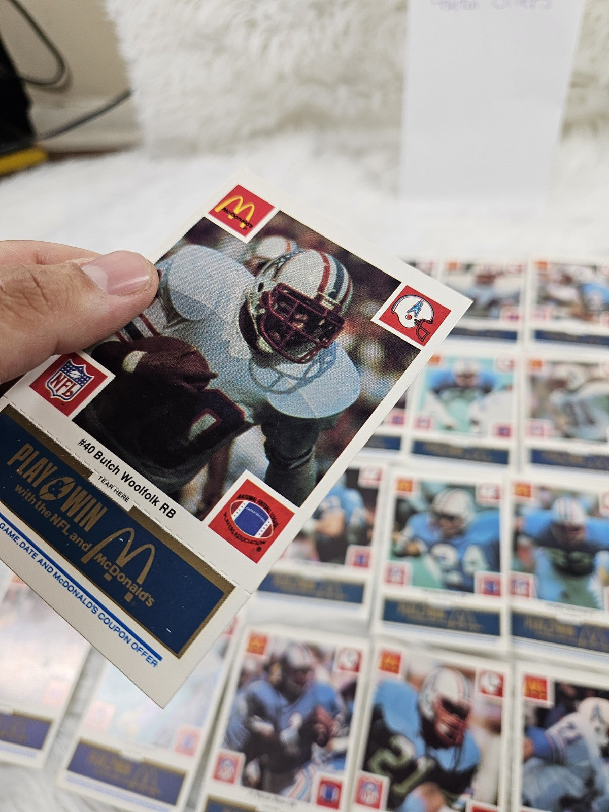 1986 - McDonald's Cards NFL Houstan Oilers (24) Blue Tab Unscratched MINT