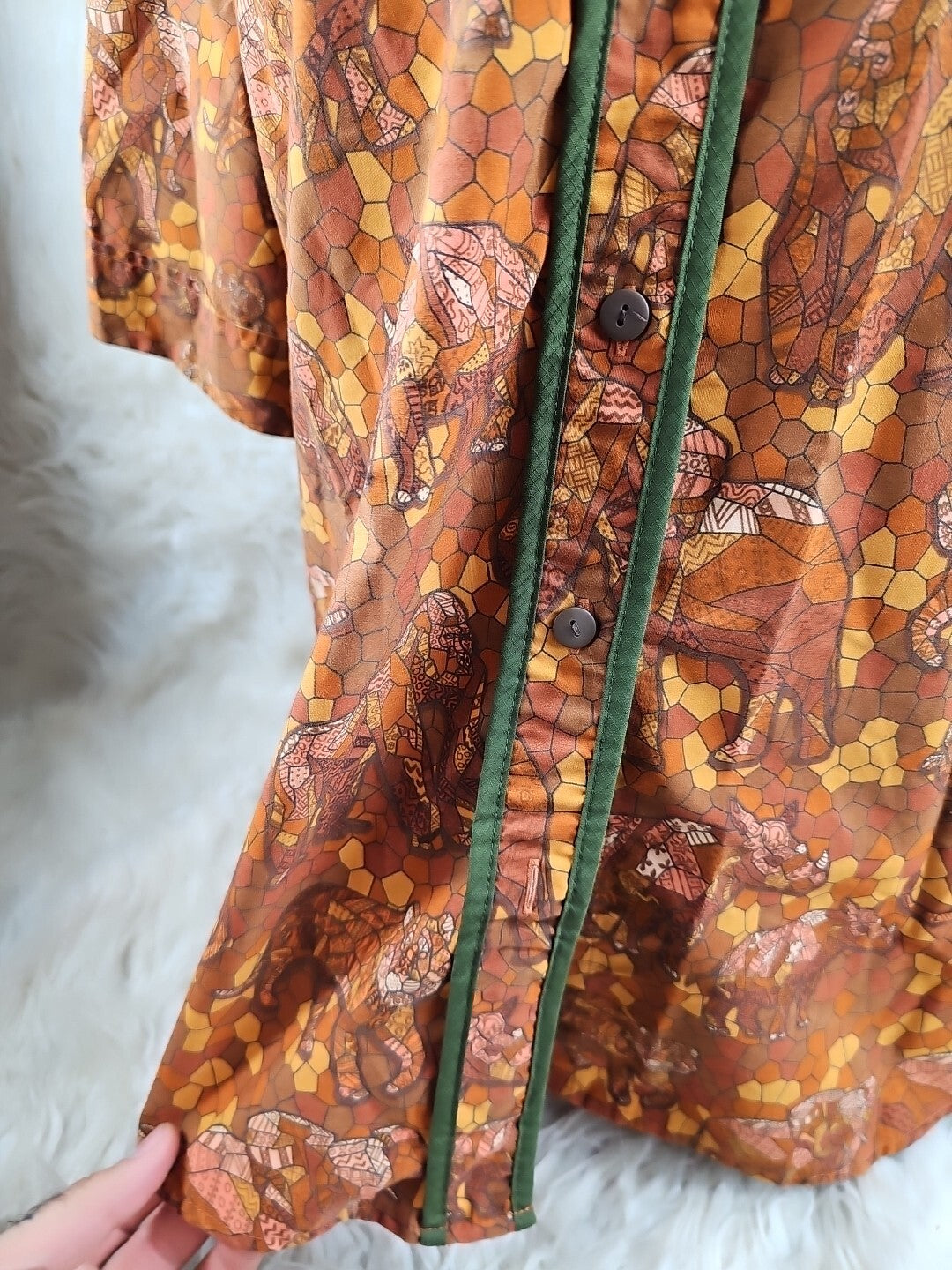 Rare Disney Cast Member Animal Kingdom All Over Safari Print Uniform Shirt XL