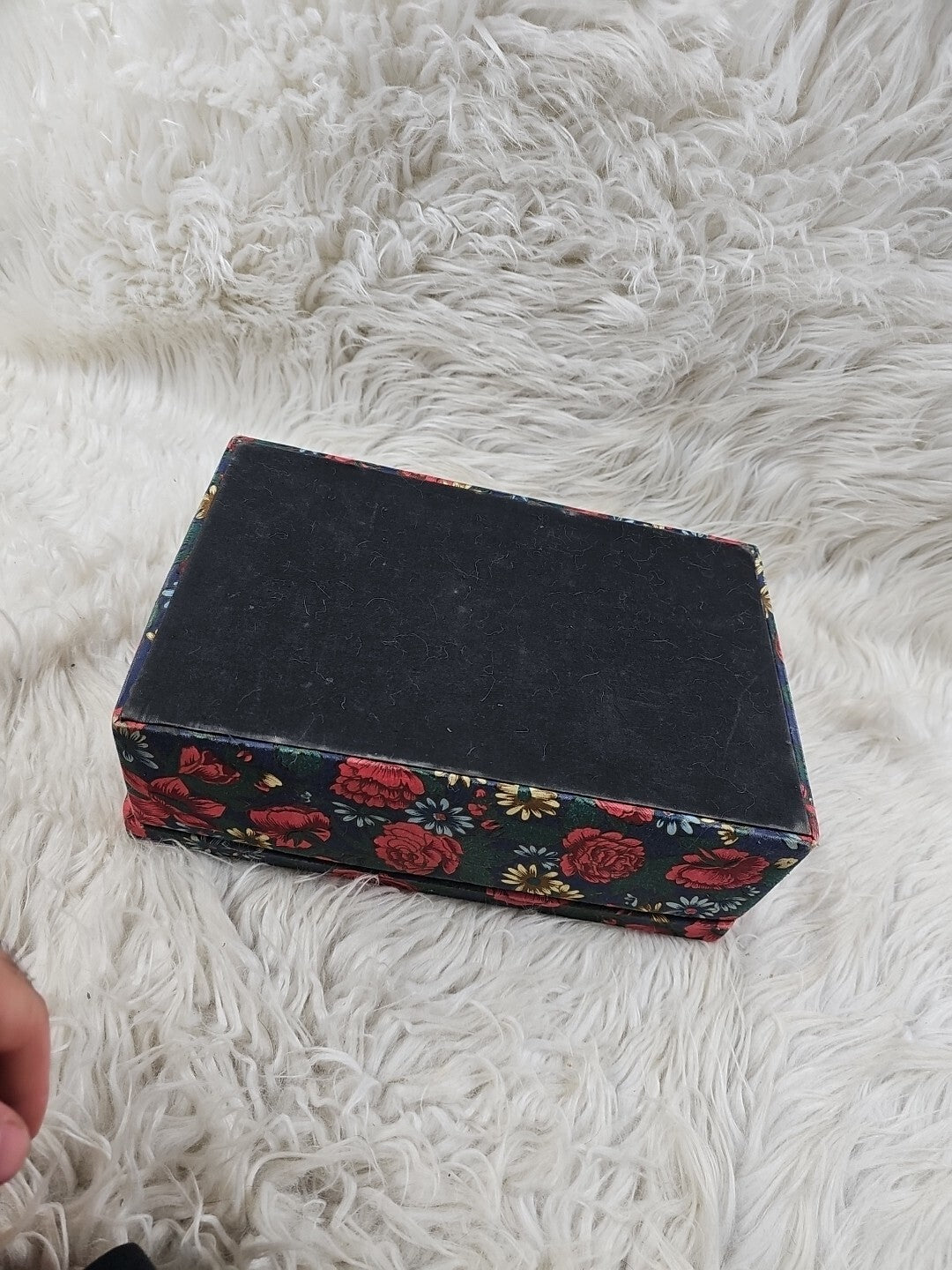 Vintage Unbranded Jewelry Trinket Box Floral Cotton Fabric