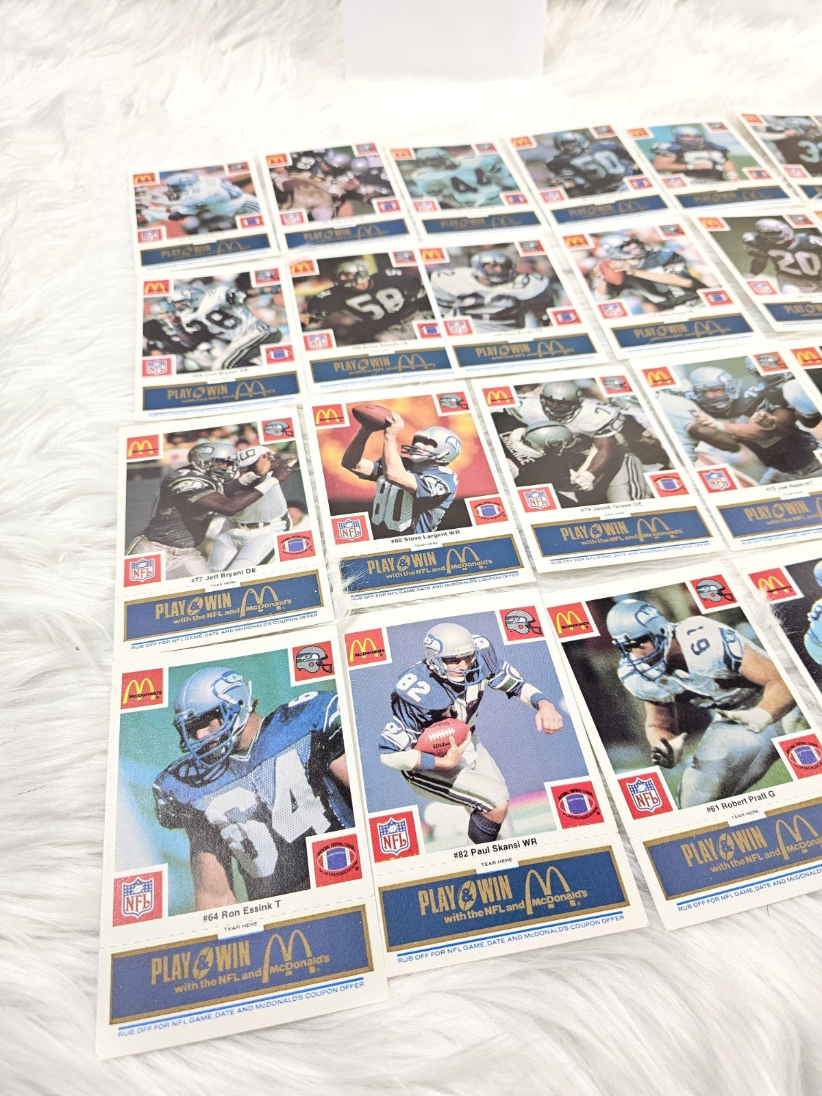 1986 Vtg McDonalds Cards NFL Seattle Seahawks (24) Blue Tab Unscratched MINT