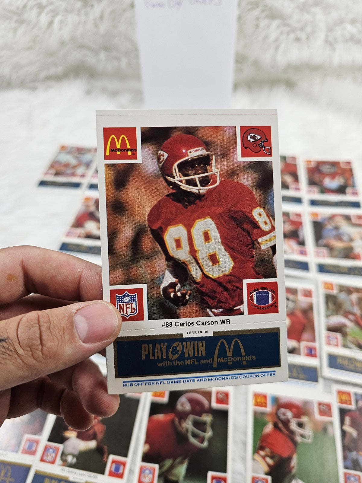 1986 - McDonald's Cards NFL Kansas City Chiefs (24) Blue Tab Unscratched MINT