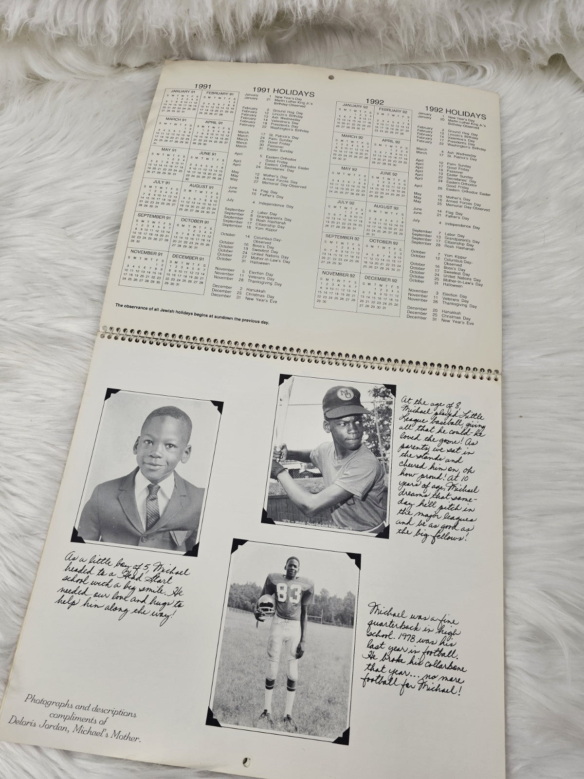 1991 - Michael Jordan Calendar - Reuse in 2030 & 2041