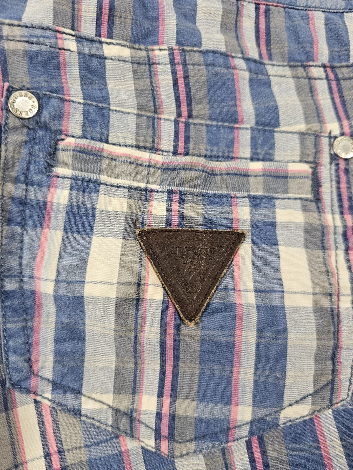 Y2K - GUESS Striped Shorts Women's Blue W26 Discontinued