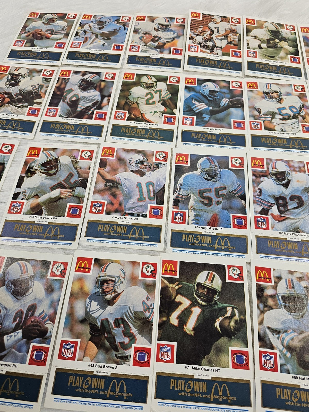 1986 - McDonald's Cards NFL Miami Dolphins (24) Blue Tab Unscratched MINT