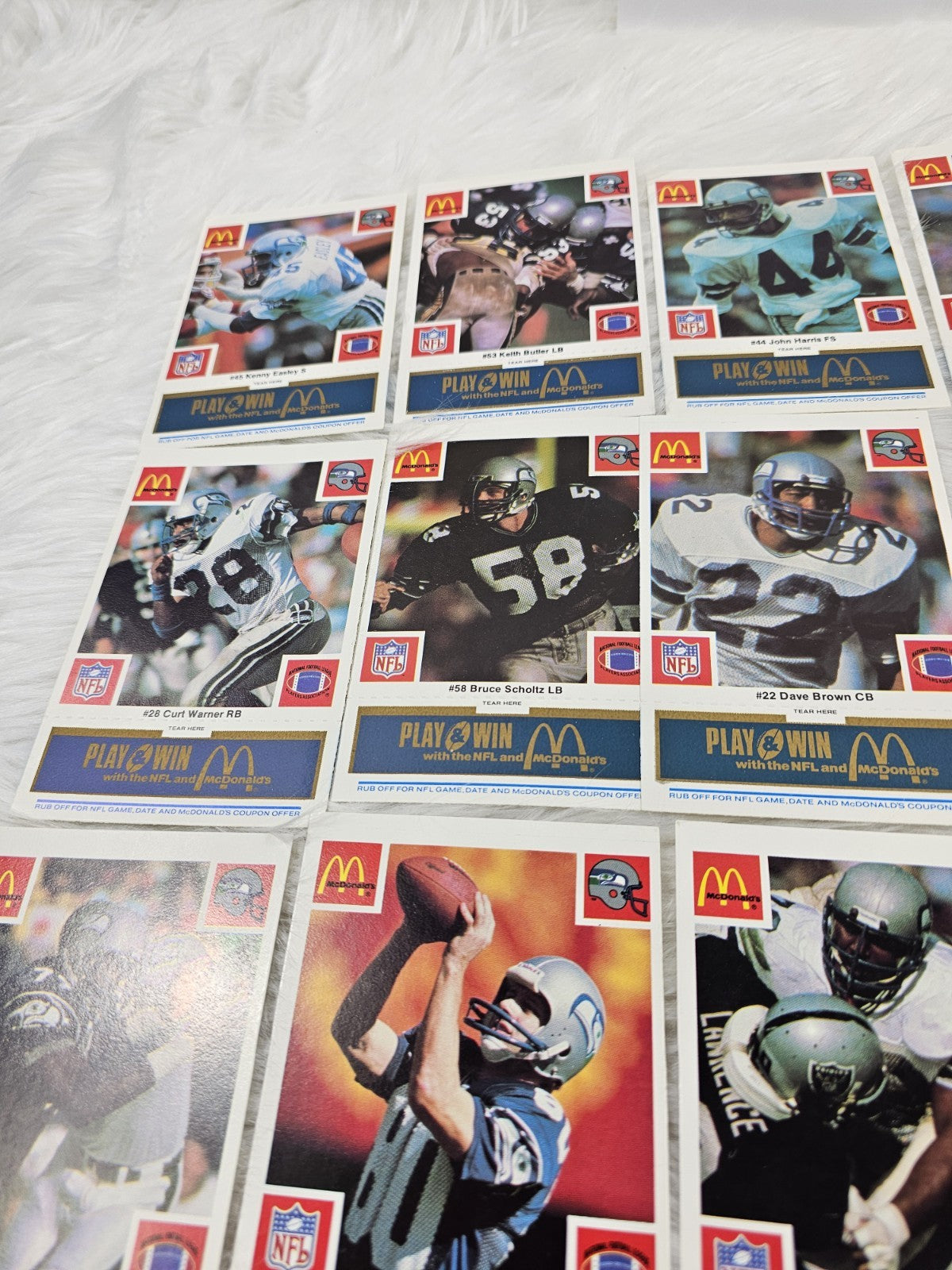 1986 Vtg McDonalds Cards NFL Seattle Seahawks (24) Blue Tab Unscratched MINT