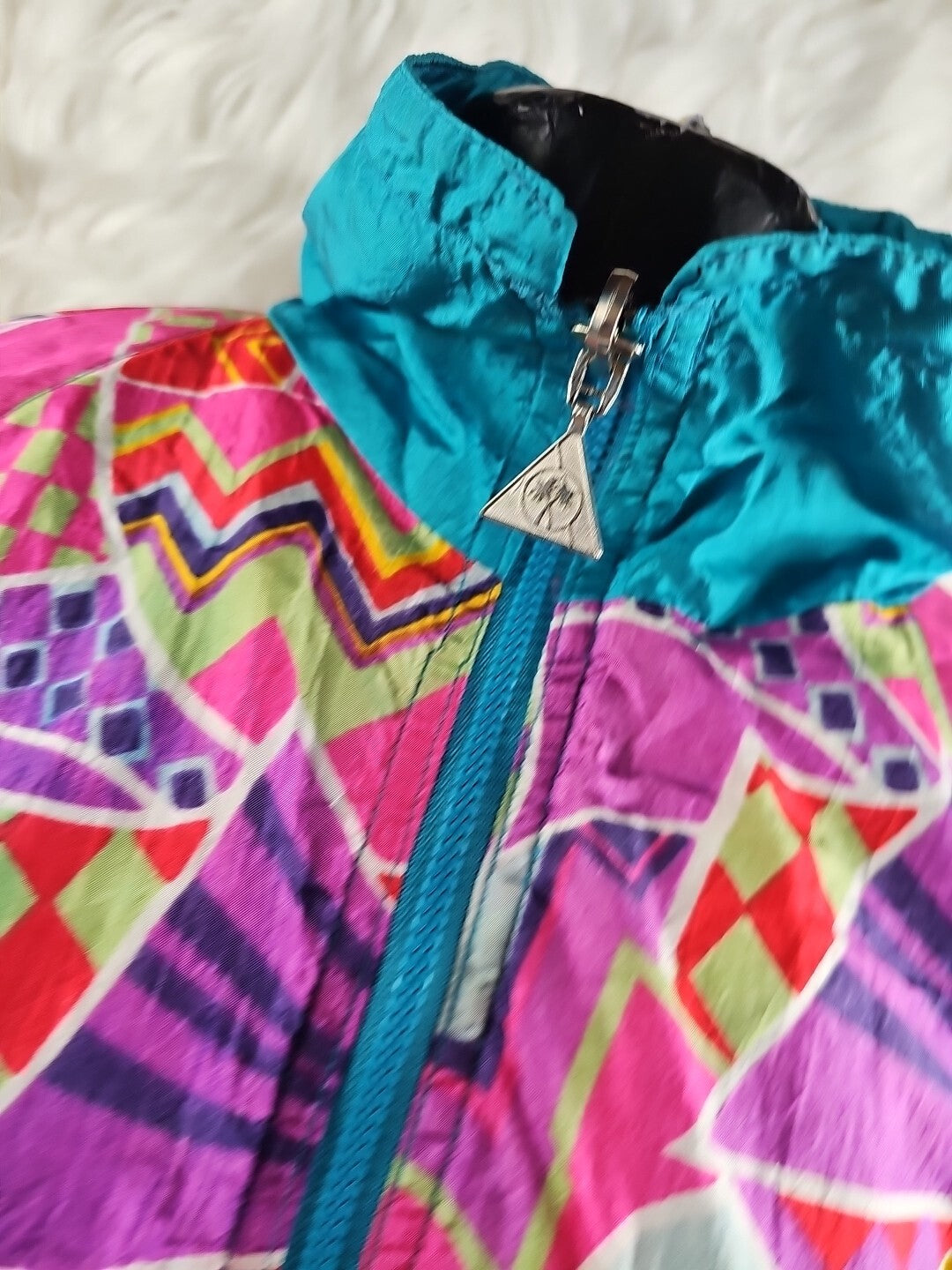 1990s - Reverseable Casual Isle Funky Colorful Windbreaker Jacket, Large