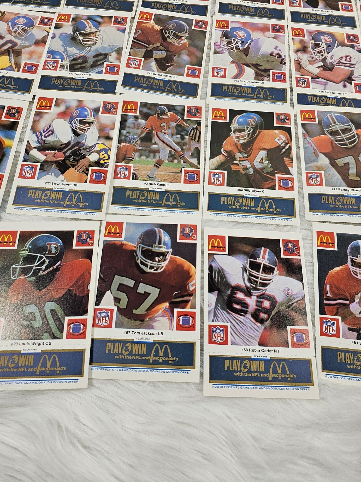 1986 - McDonald's Cards Denver Broncos Set of (24) Blue Tab - Unscratched MINT CONDITION