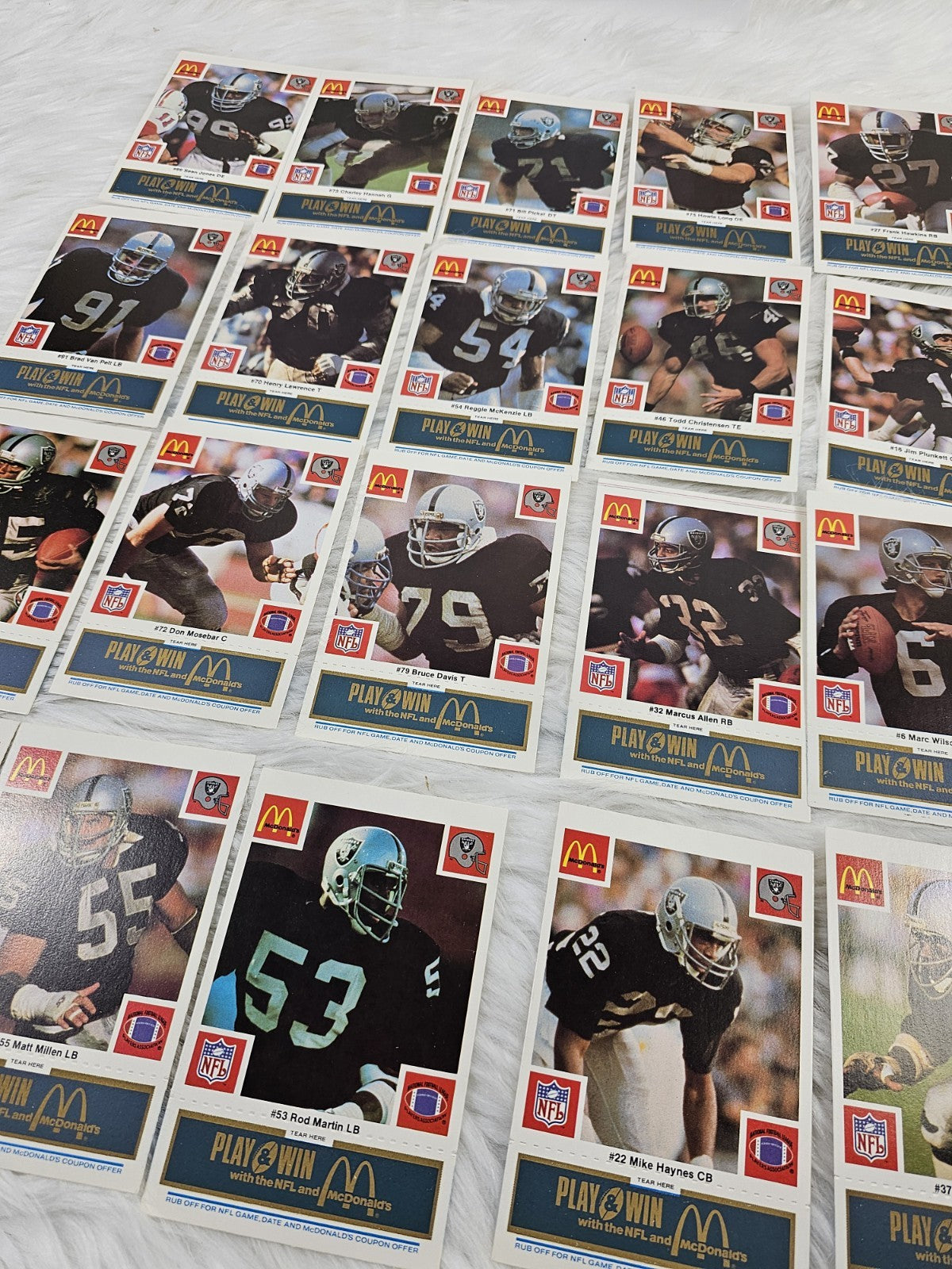 1986 - McDonald's Cards NFL Oakland Raiders (24) Blue Tab Unscratched MINT