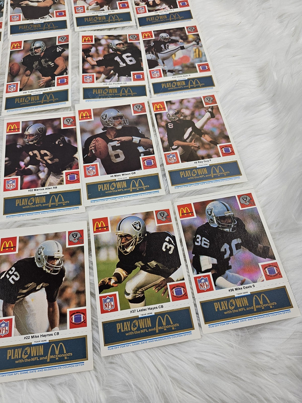 1986 - McDonald's Cards NFL Oakland Raiders (24) Blue Tab Unscratched MINT