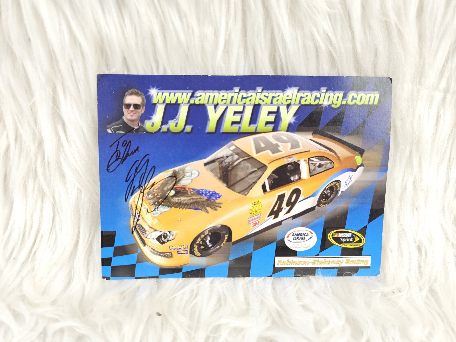 Autograph 2007 J.J. Yeley America Isreali Racing Auto Signed Action NASCAR Photo