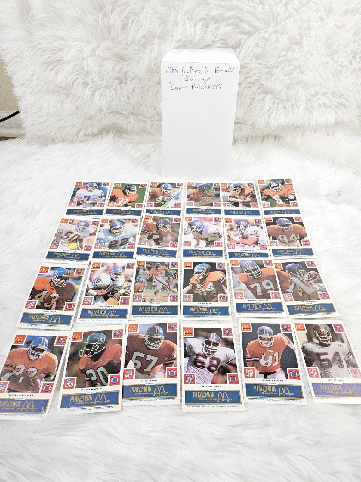1986 - McDonald's Cards Denver Broncos Set of (24) Blue Tab - Unscratched MINT CONDITION