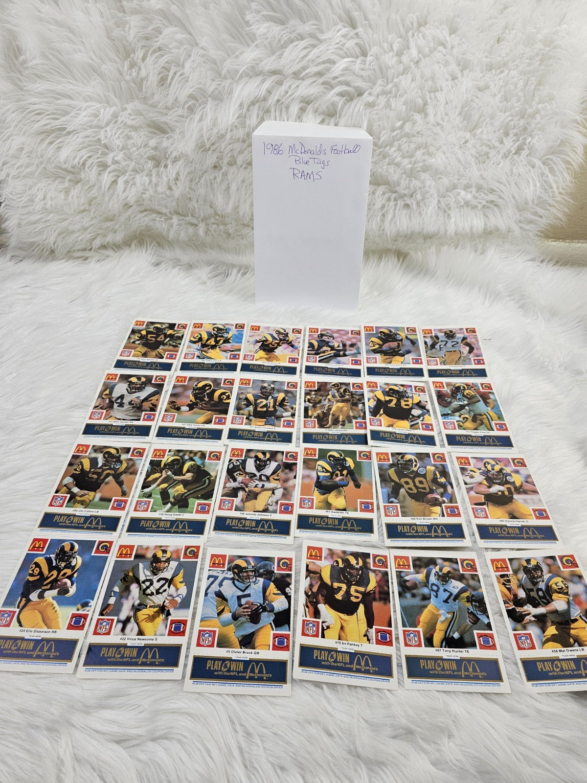 1986 - McDonald's Cards NFL St. Louis Rams (24) Blue Tab Unscratched MINT