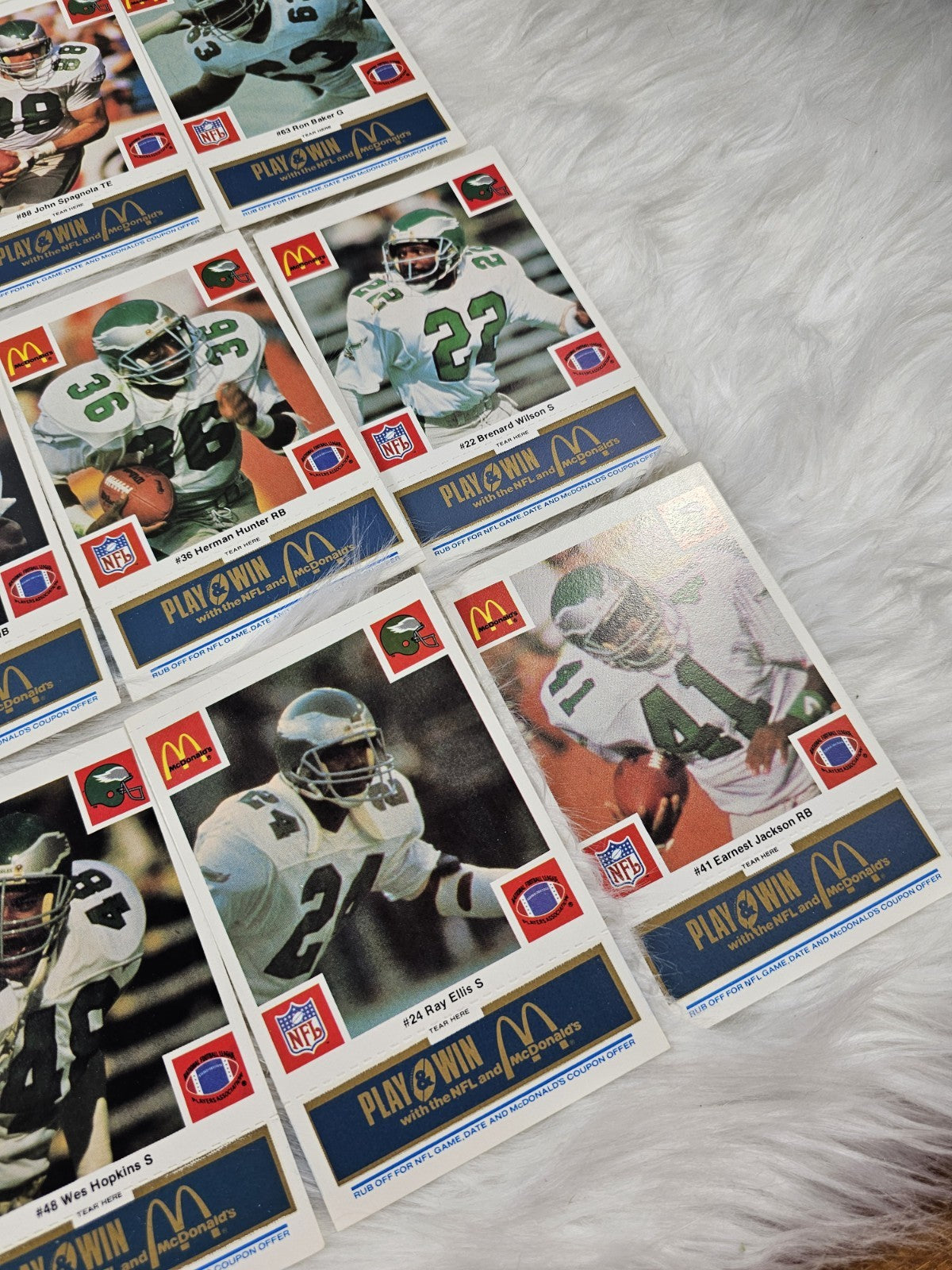 1986 - McDonald's Cards NFL Philadelphia Eagles (24) Blue Tab Unscratched MINT
