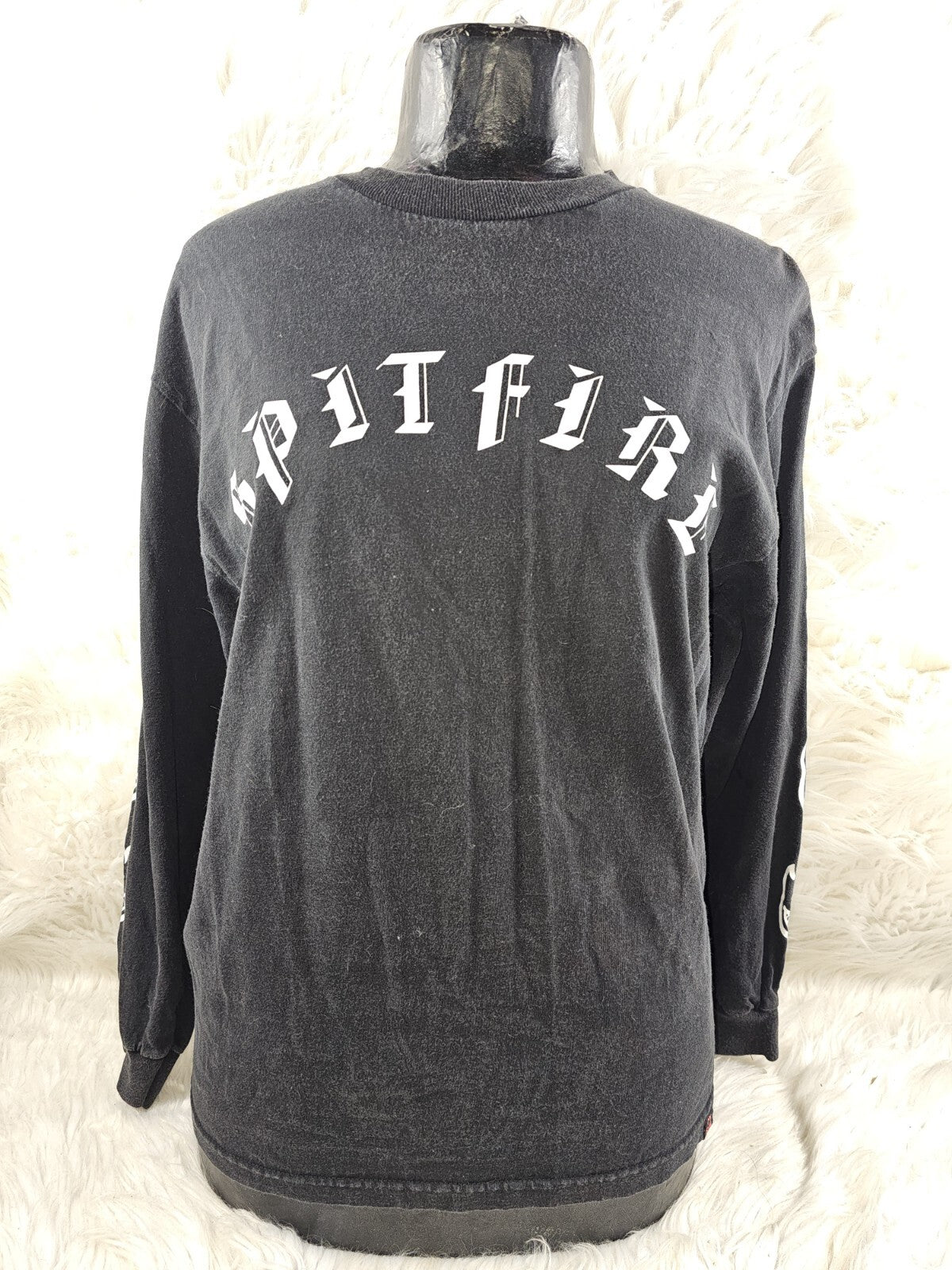 Vintage Spitfire T-Shirt Mens Medium Black White Wheels Real Skater Thrasher