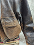 1990s - ONTIME Leather Jacket Mid-length American Casual Distress Brown MED
