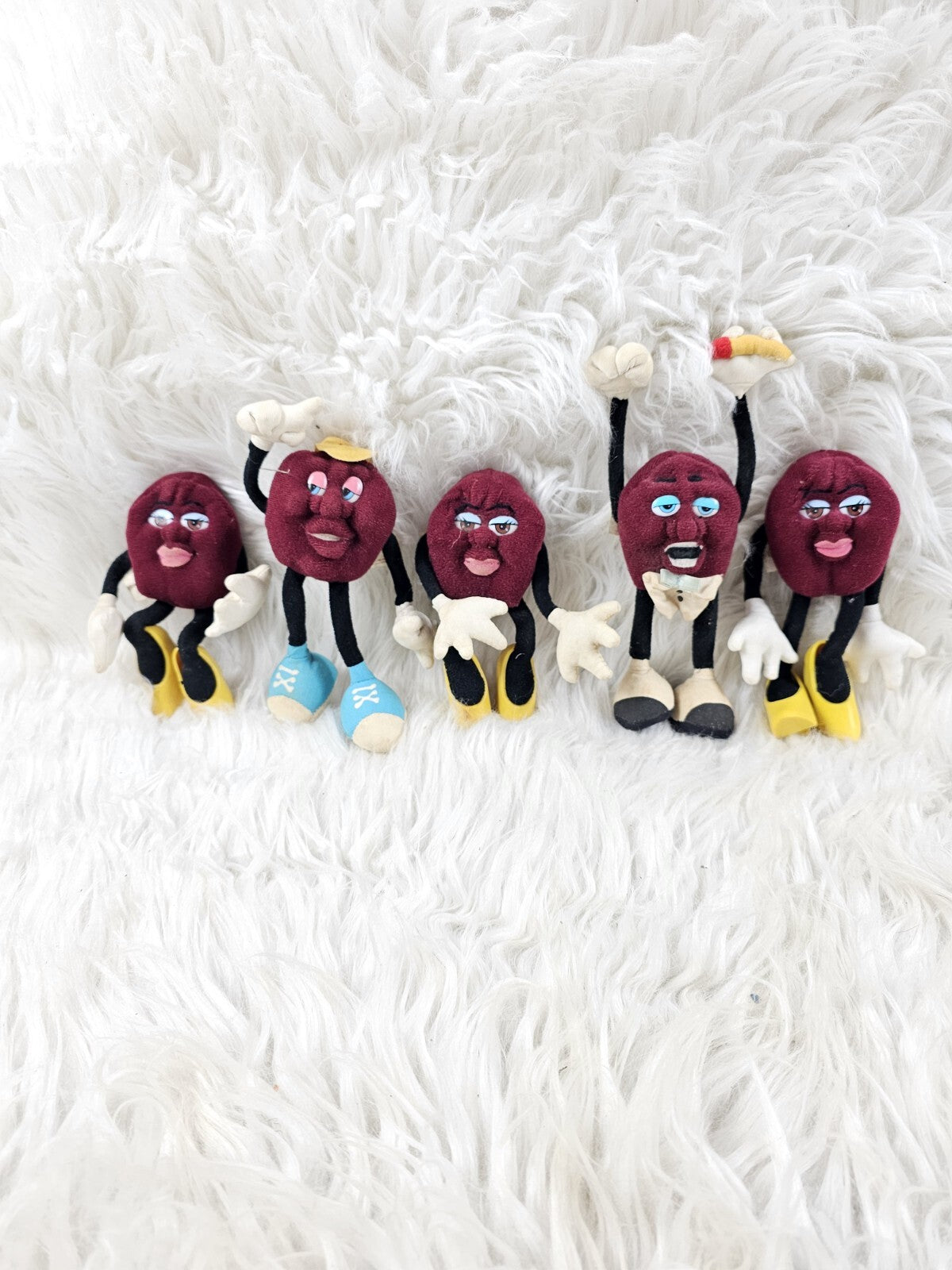 1988 - California Raisins Bundle:  Velvet Posable Figure Purple 6in Dolls