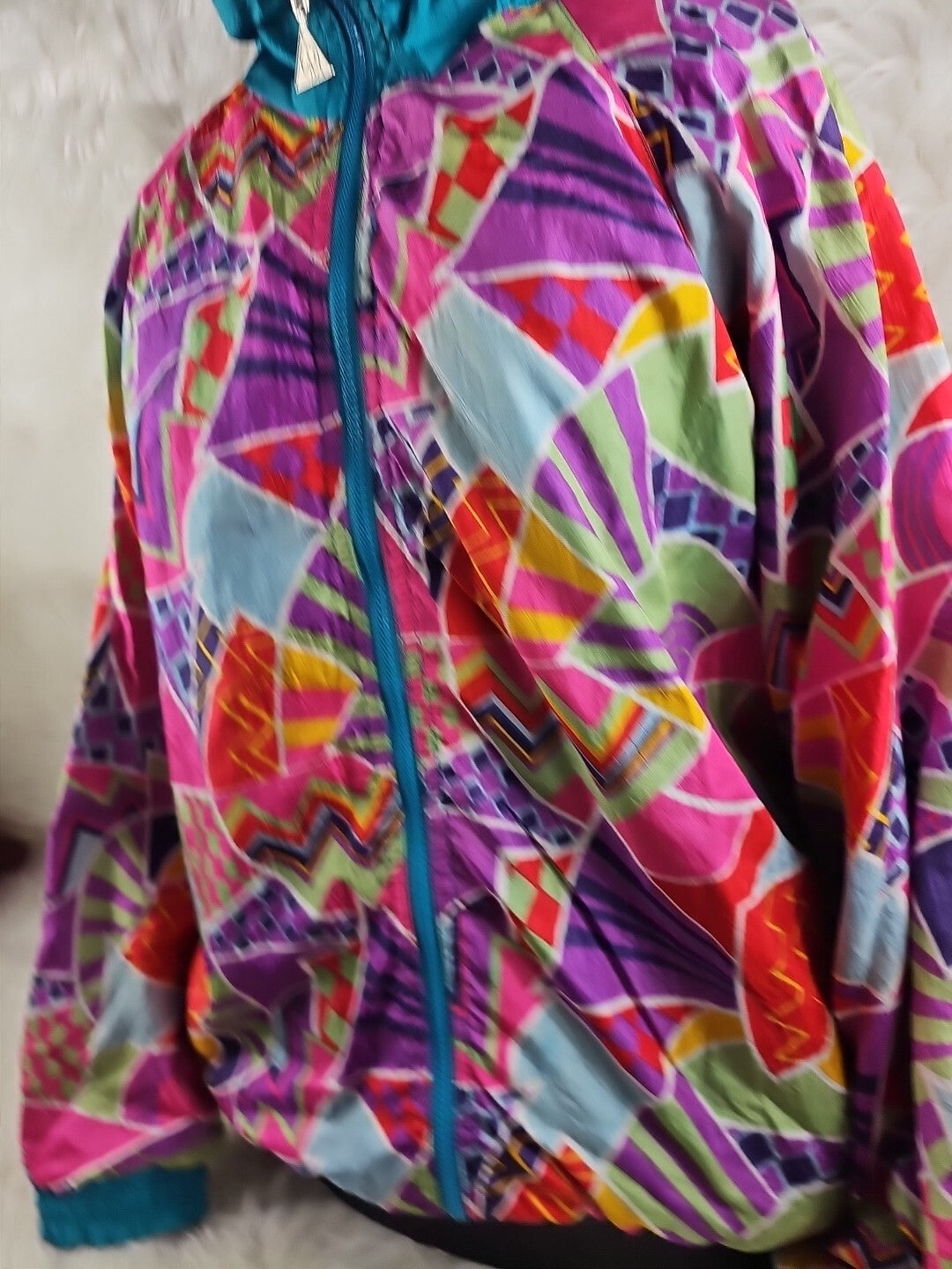 1990s - Reverseable Casual Isle Funky Colorful Windbreaker Jacket, Large