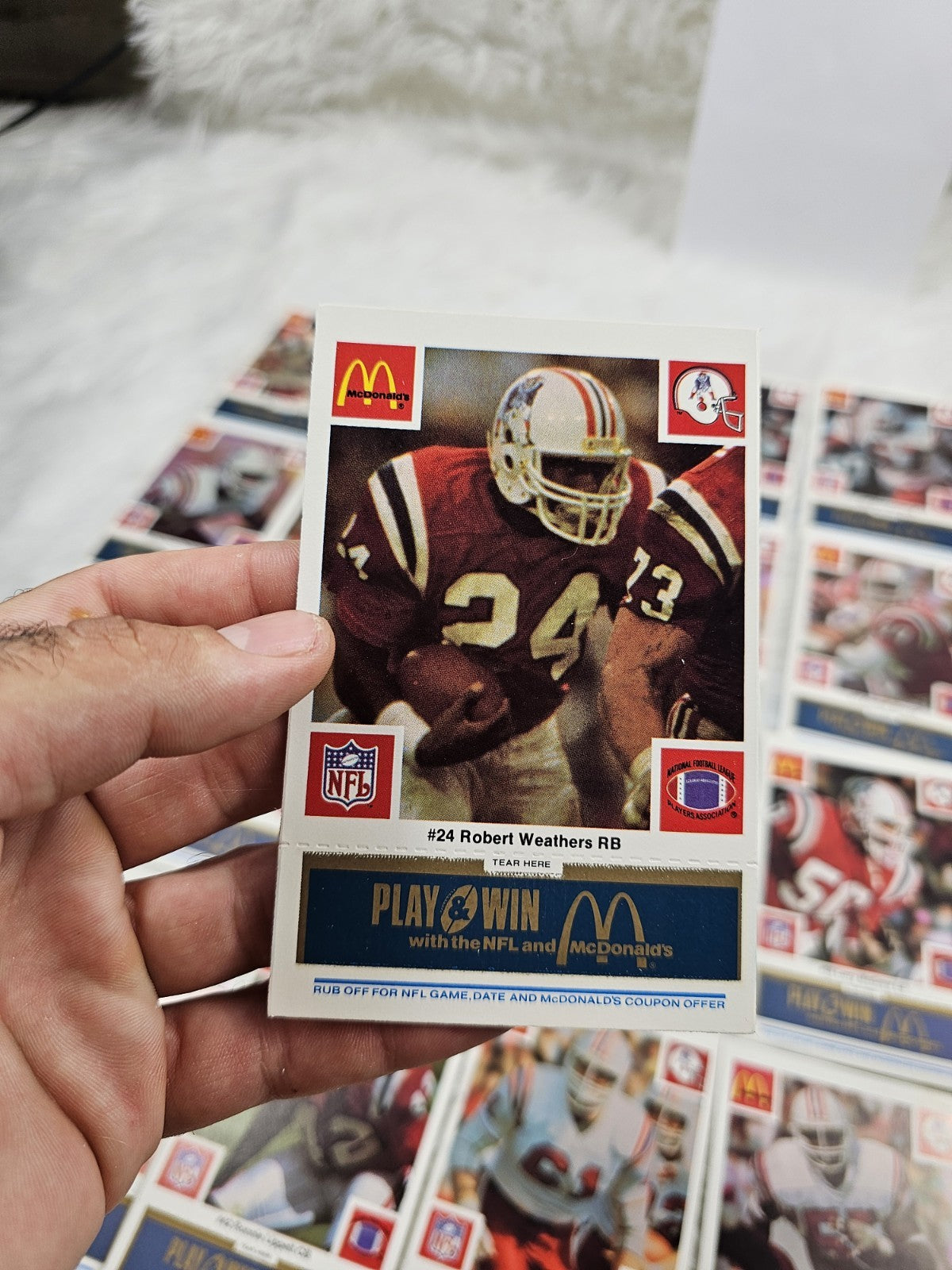 1986 - McDonald's Cards NFL New England Patriots (24) Blue Tab Unscratched MINT