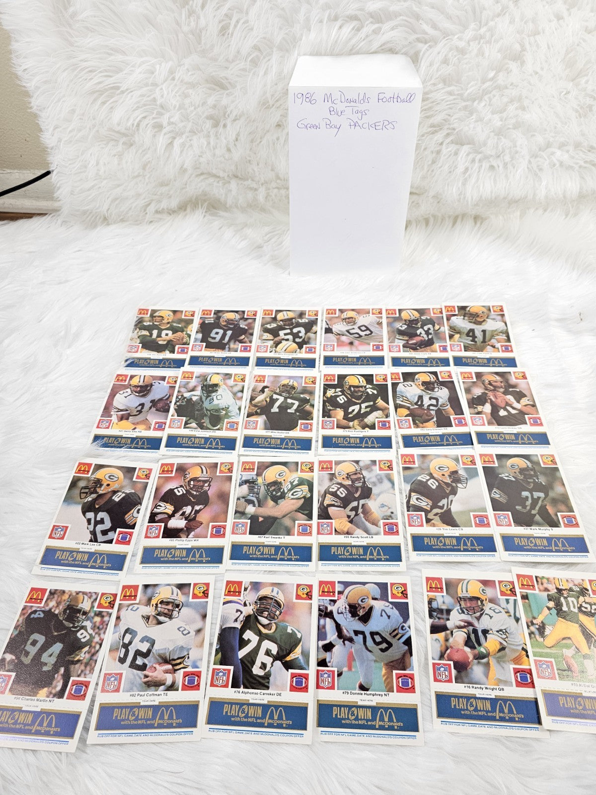 1986 - McDonald's Cards NFL Green Bay Packers Set (24) Blue Tab Unscratched MINT