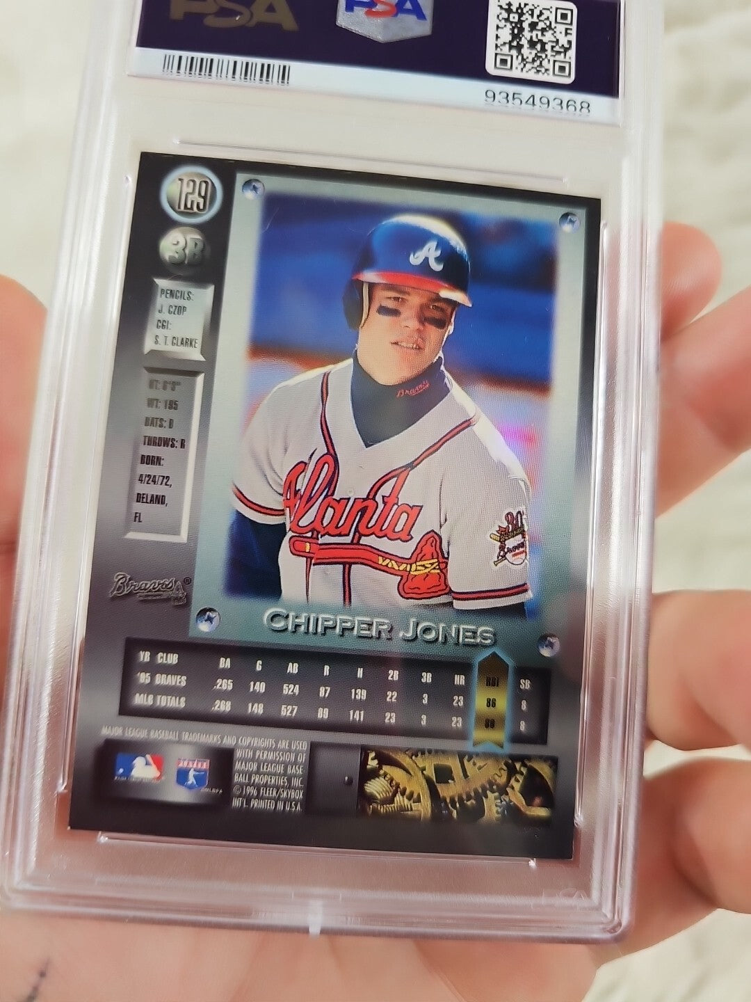 1996 - Metal Universe Platinum Edition Chipper Jones PSA Mint 9 Card