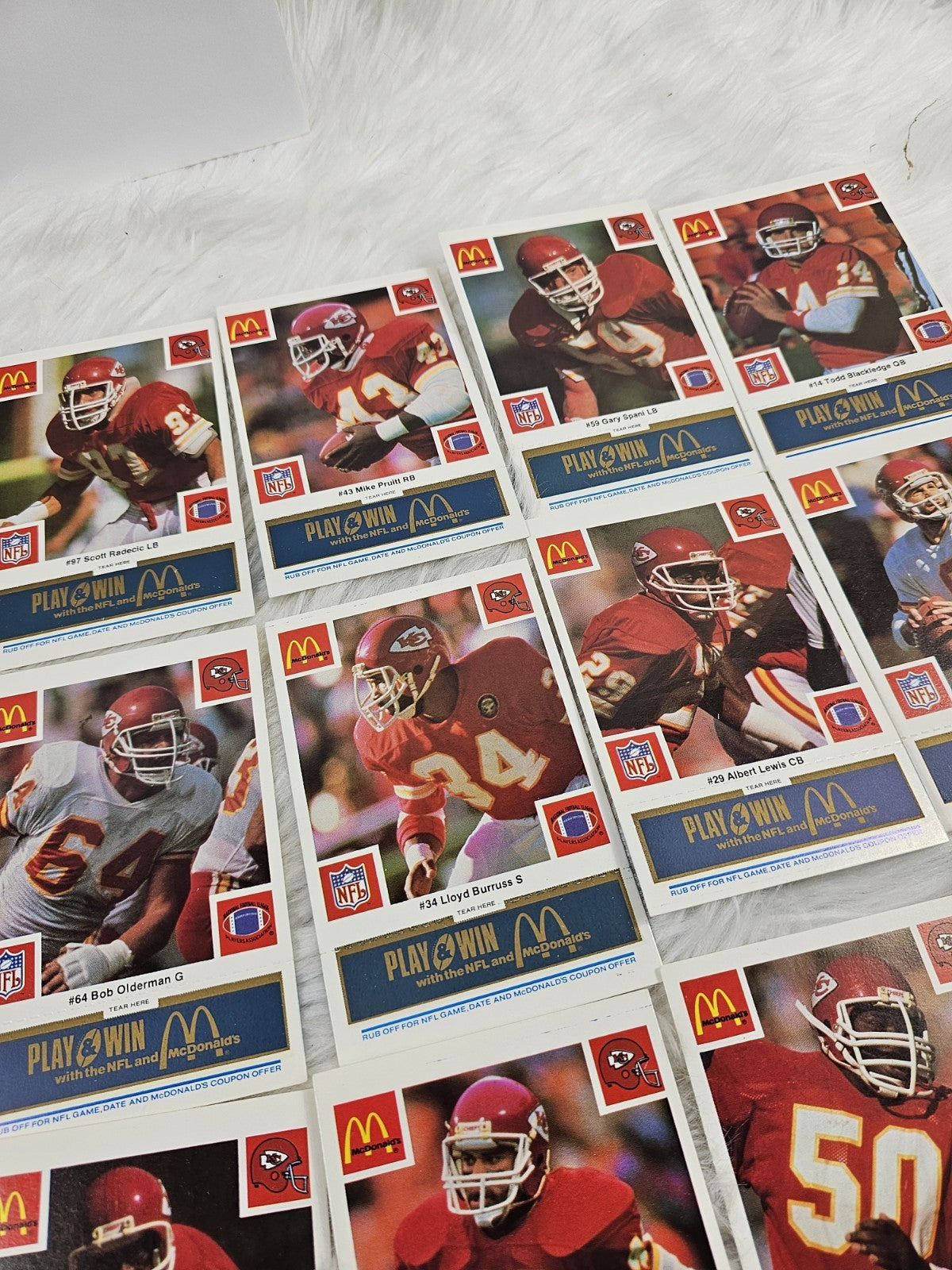 1986 - McDonald's Cards NFL Kansas City Chiefs (24) Blue Tab Unscratched MINT