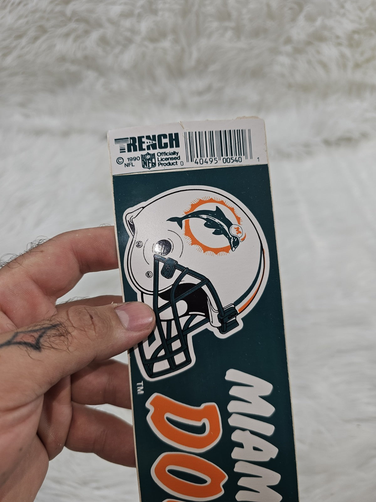 1990 - 12in Miami Dolphins NFL Football Bumper Sticker Decal Team NFL
